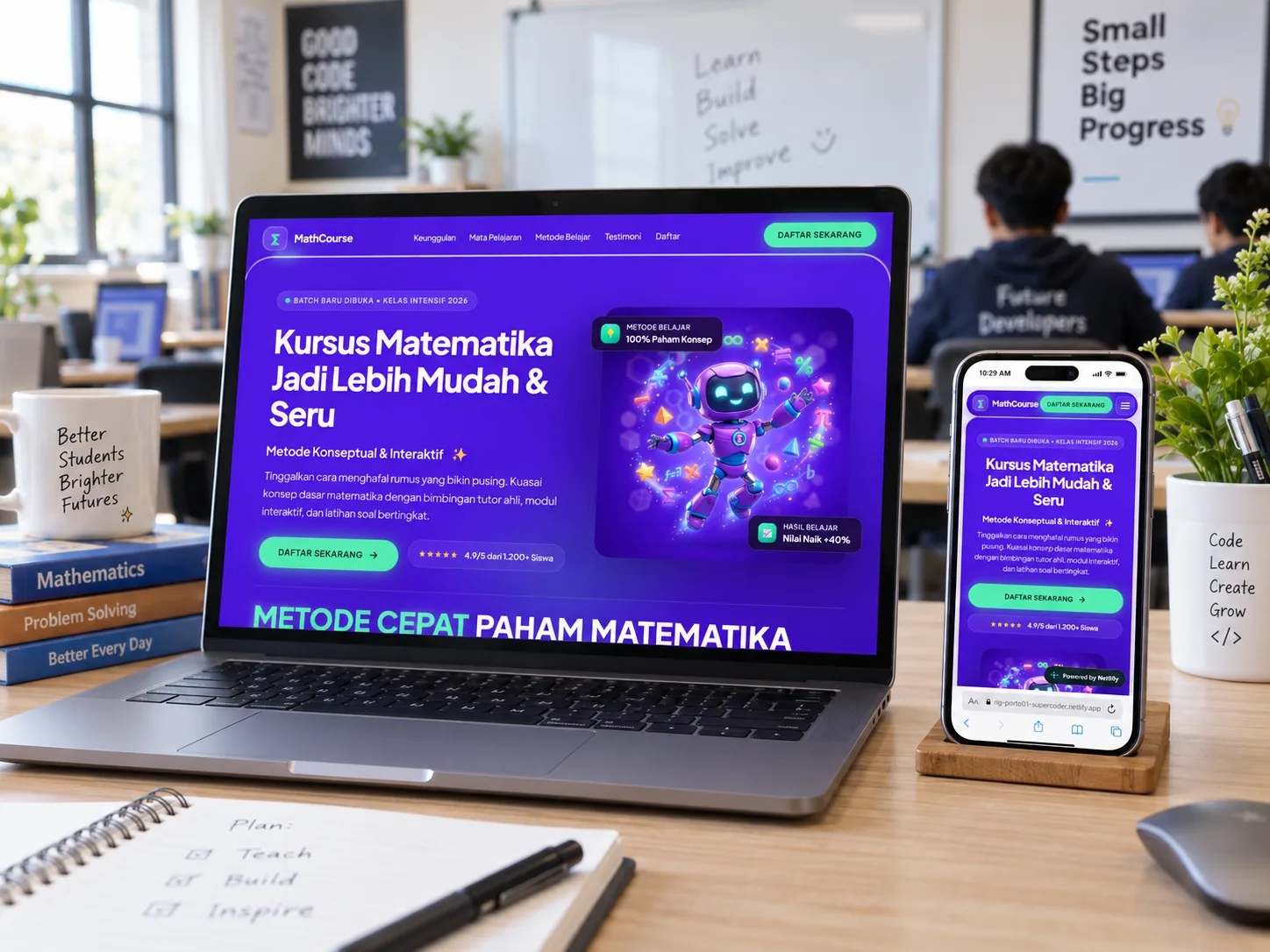 Screenshot Landing Page Matematika oleh Rig Marjanul